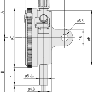Dial Gauge, Flat Back, ISO Type