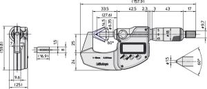 Digital 3 Flute V-Anvil Micrometer