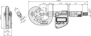Digital 3 Flute V-Anvil Micrometer